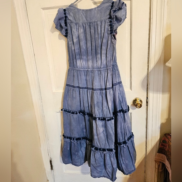 Distressed Blue Peasant Maxi Dress - Picture 4 of 4